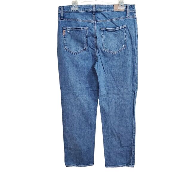 Paige High Rise Sarah Jeans Sz 32 Straight Ankle Contrast Denim Magda Button Fly - Picture 3 of 14